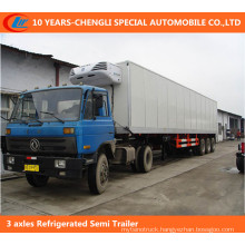 3 Axle Refrigerated Van Cargo Semi Trailer, Large Volume Refrigerated Cargo Trailer